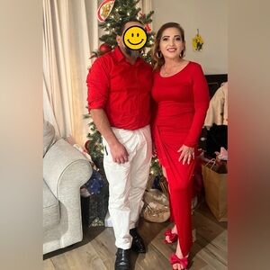 Elegant Red Long Sleeve Dress